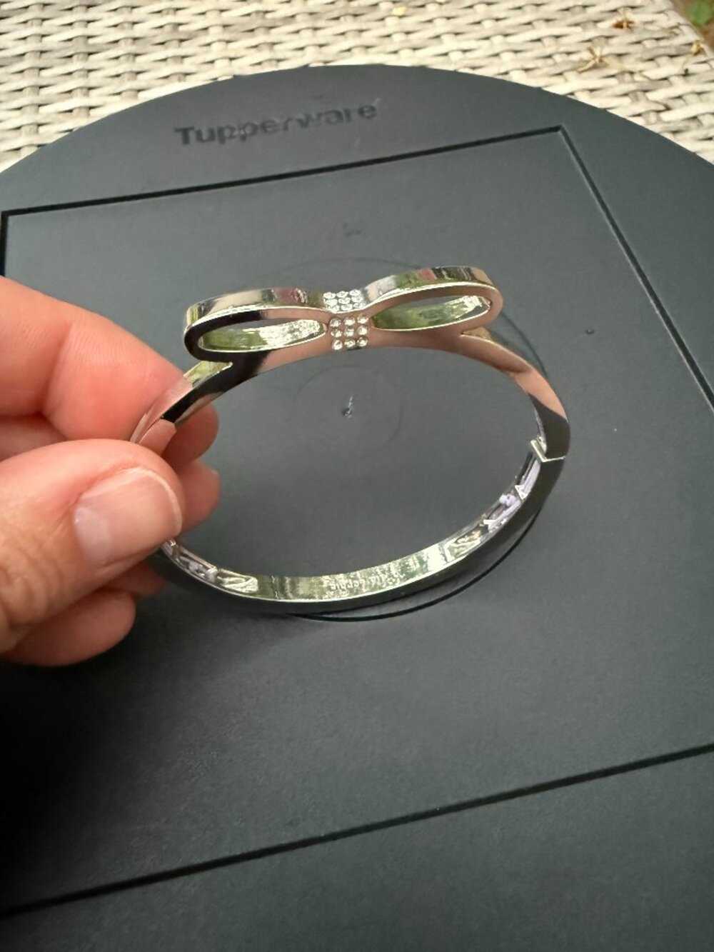 Lia Sophia "Ladylike" Silver Tone w/ Bow Tie stretch bracelet